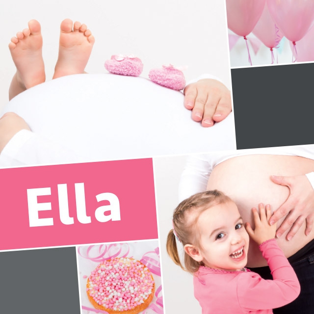 Het geboortekaartje van Ella is een echt meisjeskaartje, modern en feestelijk