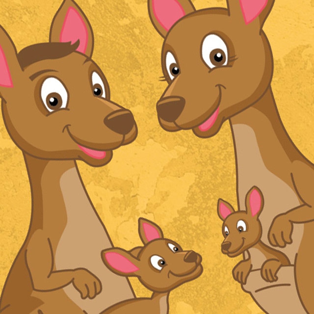 Dit geboortekaartje in het thema Australië met een kangoeroe familie heb ik gemaakt voor Bailey