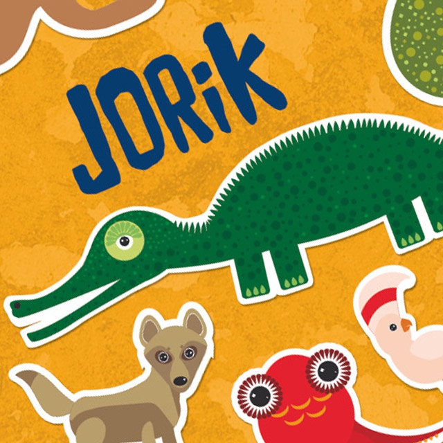 Het geboortekaartje van Jorik is een collage van Australische dieren op een verkeersbord.