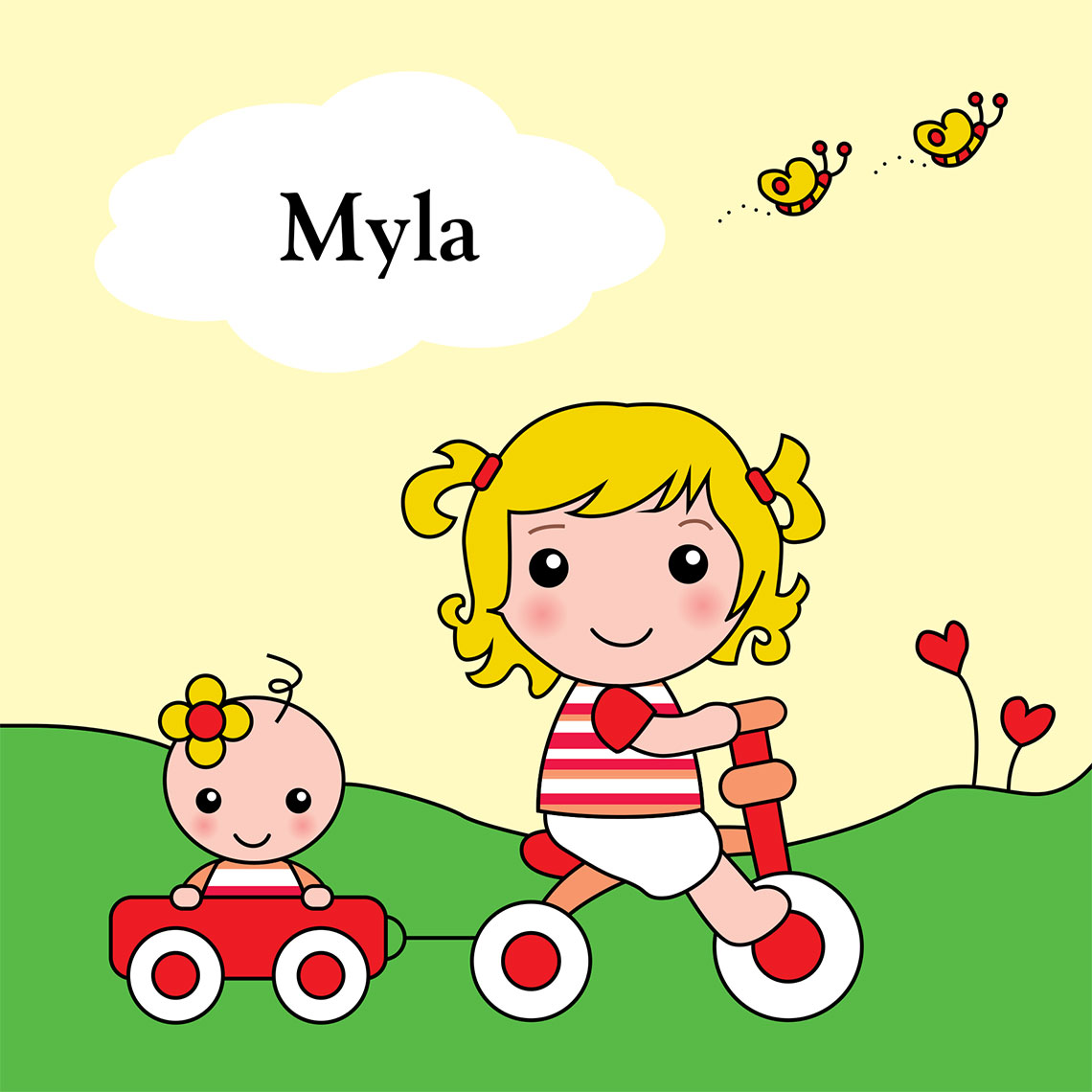 Zonnig geboortekaartje voor meisje Myla