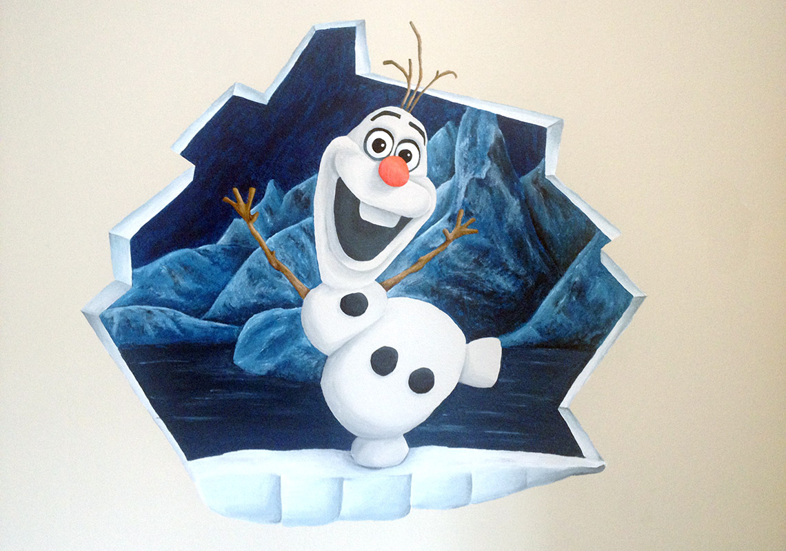 Muurschildering van Olaf uit Disney's Frozen